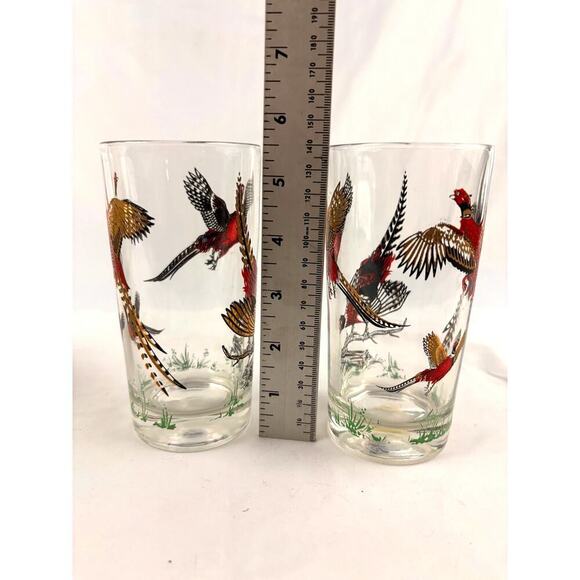 Vintage Set of 2 Pheasant Highball Glasses Mid-Century Barware 1960s - Picture 4 of 16